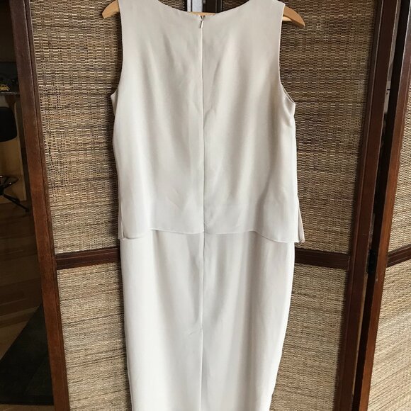 R&M Richards Karen Kwong 70s Floral Leaf Embroidered Cream Blouson Dress Size 12 - Picture 3 of 16